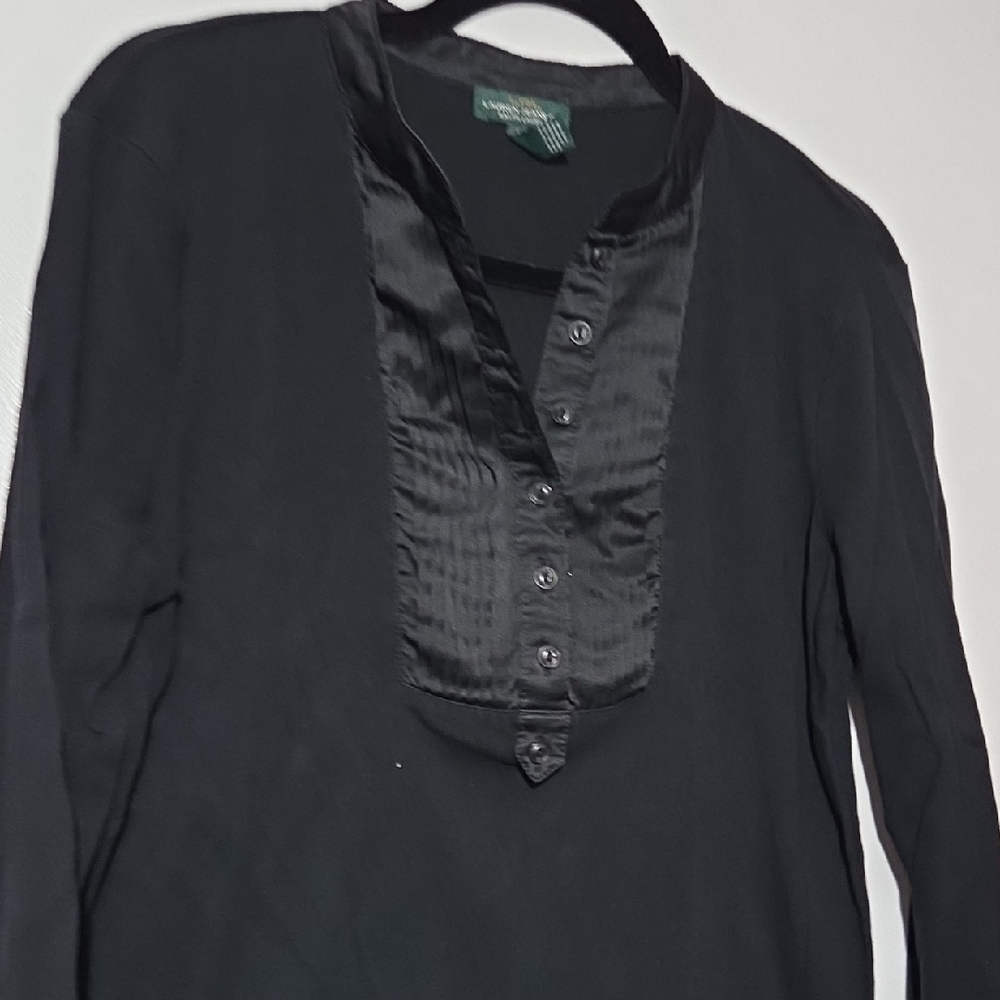 Lauren Ralph Lauren Black Button-Down Top